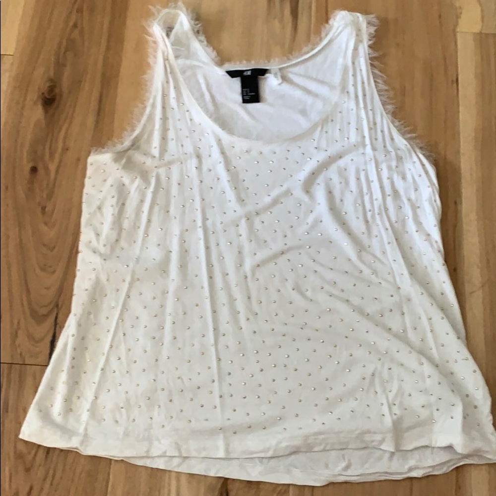 ❤️ white and gold studded tank top